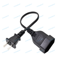 Adaptateur de prise US 2 broches NEMA 1-15P vers CEE7/16 EU 4.0mm 2 trous, cordon d'alimentation court de 1 pied, adaptateur de prise US vers prise européenne