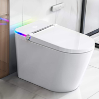 WC intelligent monobloc en céramique de style moderne, avec bidet intégré, siège chauffant, double chasse et siphon en S, pour salle de bain