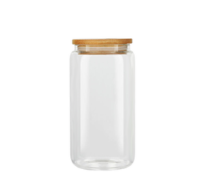 Verres à boire réutilisables en <span class=keywords><strong>verre</strong></span> transparent de 16 oz pour canettes de bière et café glacé, <span class=keywords><strong>avec</strong></span> couvercles en bambou et pailles pour la bière - Product Image 1