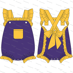 Personalized <strong>Mardi</strong> <strong>Gras</strong> Kids Clothing Set Spring Summer Romper Cotton Knit purple and Yellow Carnival's Day Baby Girls <strong>Outfit</strong> - Product Image 4