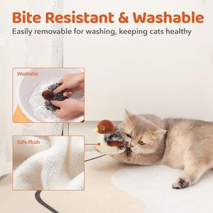 Jouet à mâcher pour chat en plumes douces, en forme d'oiseau, jouet interactif pour animaux de compagnie pour jouer en intérieur - Product Image 3