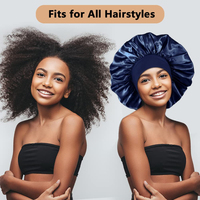 SOLPOP Bonnets de nuit en satin noir extra large de 14 pouces, imprimés sur mesure, à couche unique, pour femmes, cheveux tressés ou bouclés