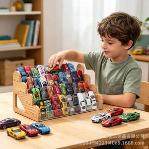 Wooden Toy Car Storage Rack 4 Layers Transparent Acrylic <b>Shelf</b> For Children <b>Desktop</b> Display Case - Product Image 1