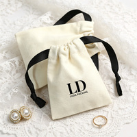 Sac en toile de coton personnalisé avec logo imprimé, beige, pour bijoux, chaussures, emballage cadeau, sac anti-poussière en tissu écologique, vente en gros