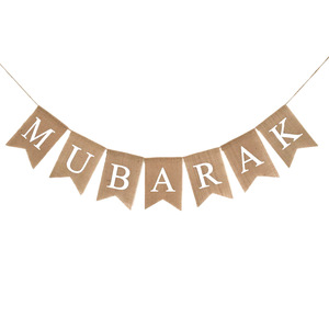 Celebrazione del festival della ghirlanda di bandiere di lino di 3m di 608297 Eid Mubarak Ramadan e decorazioni Eid per feste - Product Image 3