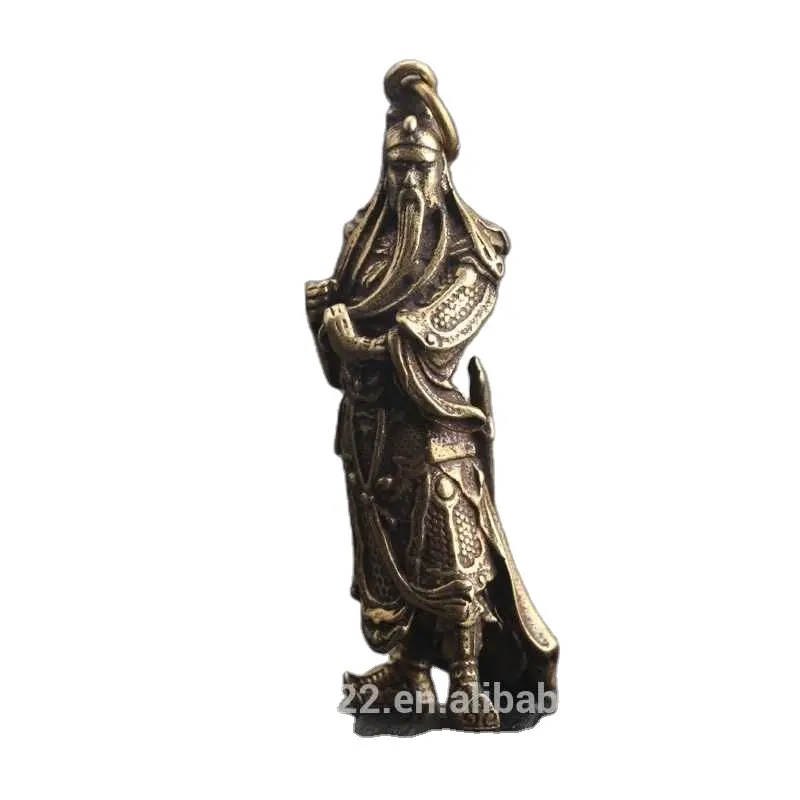 銅の関公小さな像の装飾品家の装飾アクセサリー中国の富の神風水の置物キーチェーンペンダント