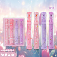Marcadores Fluorescentes Retráctiles con Aroma Floral, 4 Colores/Juego, Punta de Cincel Suave, para Estudiantes y Diarios