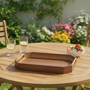 Assiette à fruits secs <span class=keywords><strong>de</strong></span> luxe personnalisable en bois, motif végétal irrégulier, style chinois, pour <span class=keywords><strong>service</strong></span> <span class=keywords><strong>de</strong></span> thé <span class=keywords><strong>et</strong></span> <span class=keywords><strong>de</strong></span> collations à domicile - Product Image 2
