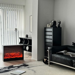 Cheminée électrique moderne autoportante Meuble TV Slimline noir avec LED Intelligence Flame Inset pour usage domestique - Product Image 4
