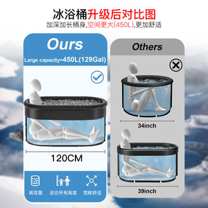 Bañera de Hielo Portátil Ovalada 120x60x65cm Negra para Adultos, Spa de Recuperación - Product Image 4