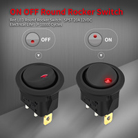 Mini interrupteur à bascule rond LED ON OFF SPST 3 broches avec fils pré-câblés 18AWG pour voiture bateau moto