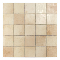 Azulejo de Cerámica Estilo Marroquí, 10x10 cm, 8 mm, Brillante, Bordes Irregulares, Mediterráneo, para Paredes Interiores, Baños, Azulejos Antideslizantes para Piso