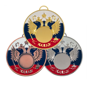 Medallas Personalizadas de Águila Bicéfala Chapadas en Oro, Plata y Bronce con Esmalte Suave para Eventos Temáticos Históricos Nacionales - Product Image 1
