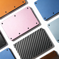 Porte-cartes minimaliste anti-RFID en fibre de carbone forgée avec pince à billets pour promotion, portefeuille de poche avant, OEM / Vente en gros