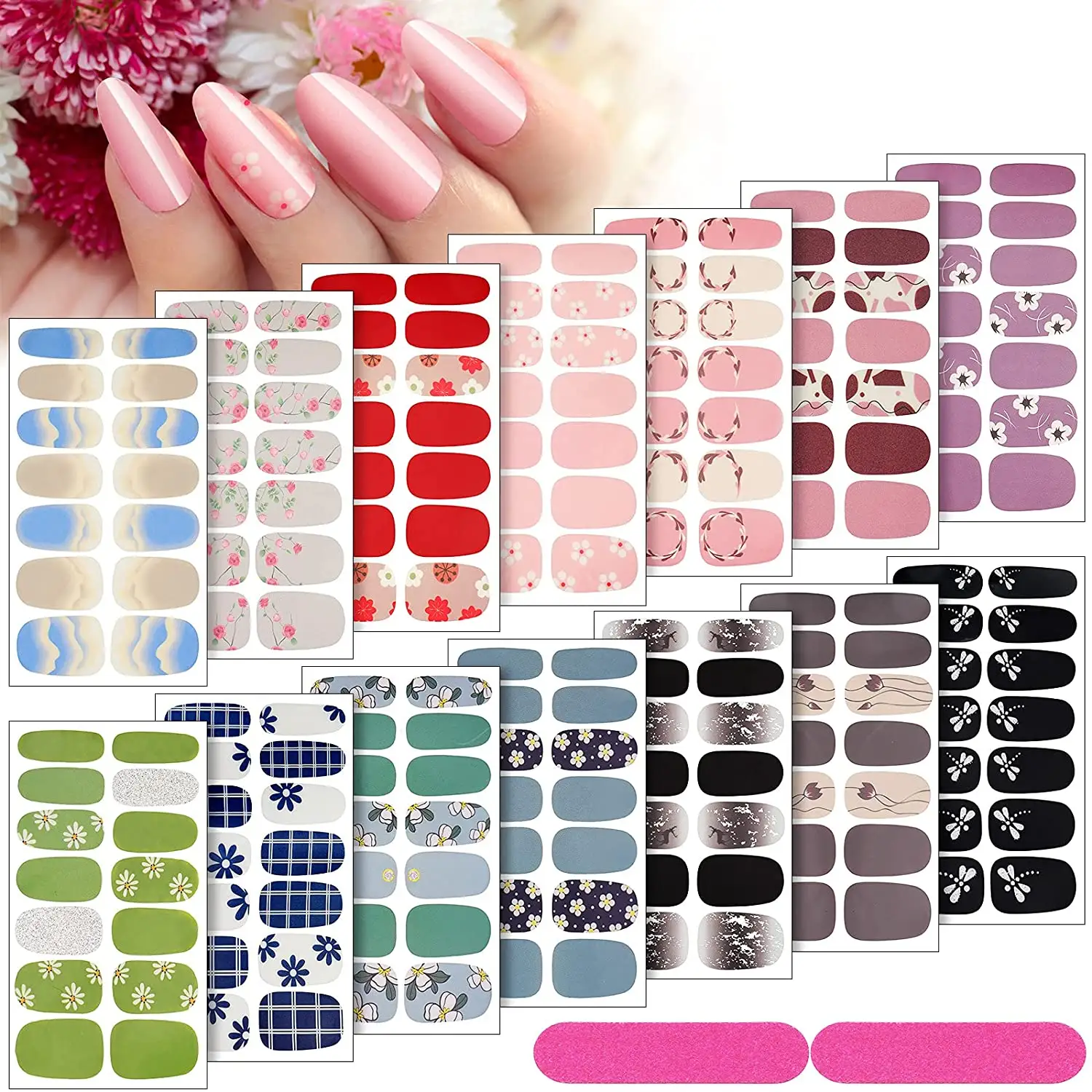 Factory Hotsale Online Custom Factory Fashion Colorful 14 tips Full Polish Nail Stickers in 3 Minutes To Complete The Paste