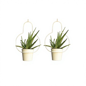Ensemble de deux pots de plantes suspendus de couleur blanche en fer taille et forme personnalisées jardinière suspendue pour jardin décor à la maison - Product Image 1