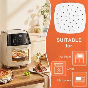 Square Perforated Steamer Paper White Silicone Food Grade Air Fryer Liner For Steaming Baking Cooking 38Gsm - Product Image 3