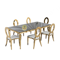 Table de réception de mariage moderne de luxe pour l'extérieur, mobilier d'hôtel, en acier inoxydable, forme rectangulaire, argent/or/or rose, marbre