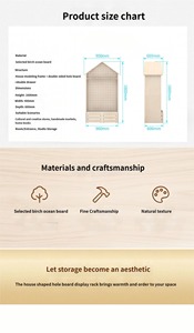 Solid Wood Perforated Board Display <b>Rack</b> Wooden Commercial Cultural and Creative Display Cabinet with Wheels - Product Image 3