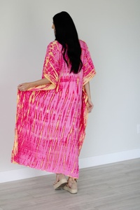 ชุดเดรสคาฟตันผ้าฝ้ายลายดอกไม้แบบอินเดียทำด้วยมือทรงยาวสำหรับคุณแม่ชุดนอนชายหาดชุดฤดูร้อนขายส่ง - Product Image 3