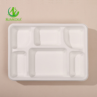 Assiette à dîner SUMKOKA BPI en bagasse à 5 compartiments, assiettes en papier compostables, plateau jetable en bagasse de canne à sucre