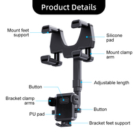 Support de téléphone portable pour voiture, réglable à 360°, pour fente CD, rétroviseur, support de smartphone pour voiture