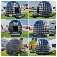 Dôme gonflable commercial noir en PVC, château gonflable igloo pour location événementielle, fête en plein air, pelouse, carnaval
