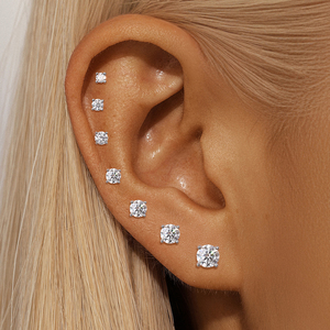 <span class=keywords><strong>Orecchini</strong></span> a lobo piatti in <span class=keywords><strong>argento</strong></span> sterling S925 con moissanite, da 2 mm a 7 mm, set completo con certificato e scheda nera - Product Image 3