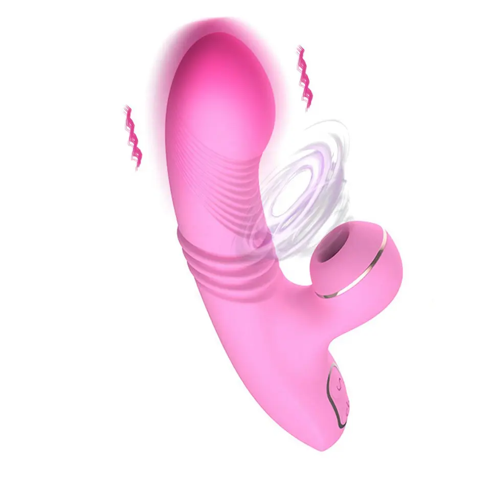 Großhandel G-Punkt Klitoris saugen Vibrator Teleskop Dildo Frauen Heizung rosa Kaninchen Vibrator