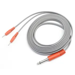 Stimulation Tens Lead Wire with TPE Copper Foil Silk Wire 6.35mm 1/4 TRS Audio Jack to 2mm Electrode Needle Medical Cable