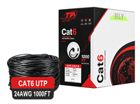 Câble Cat6 CCA en vrac, 305 m (1000 pi), homologué UL, 23 AWG, multibrins, 550 MHz, blindé (UTP), PVC CM, avec bobine (noir)