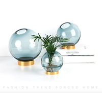 Vase en verre hydroponique doré, vase de style nordique avec bord métallique doré, décoration douce pour la maison, vente en gros, livraison directe