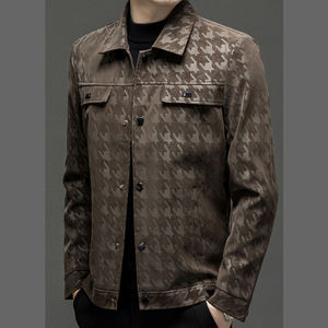 Abrigo de cuero para hombre, primavera y otoño 2025, nuevo, de alta calidad, con solapa, estilo informal, a cuadros, para hombre de mediana edad, chaqueta de trabajo, top de moda - Product Image 5