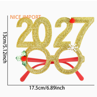Lunettes de Noël créatives et amusantes Berry Red 2027 – Décoration de fête de Noël, monture de lunettes pour photos du Nouvel An