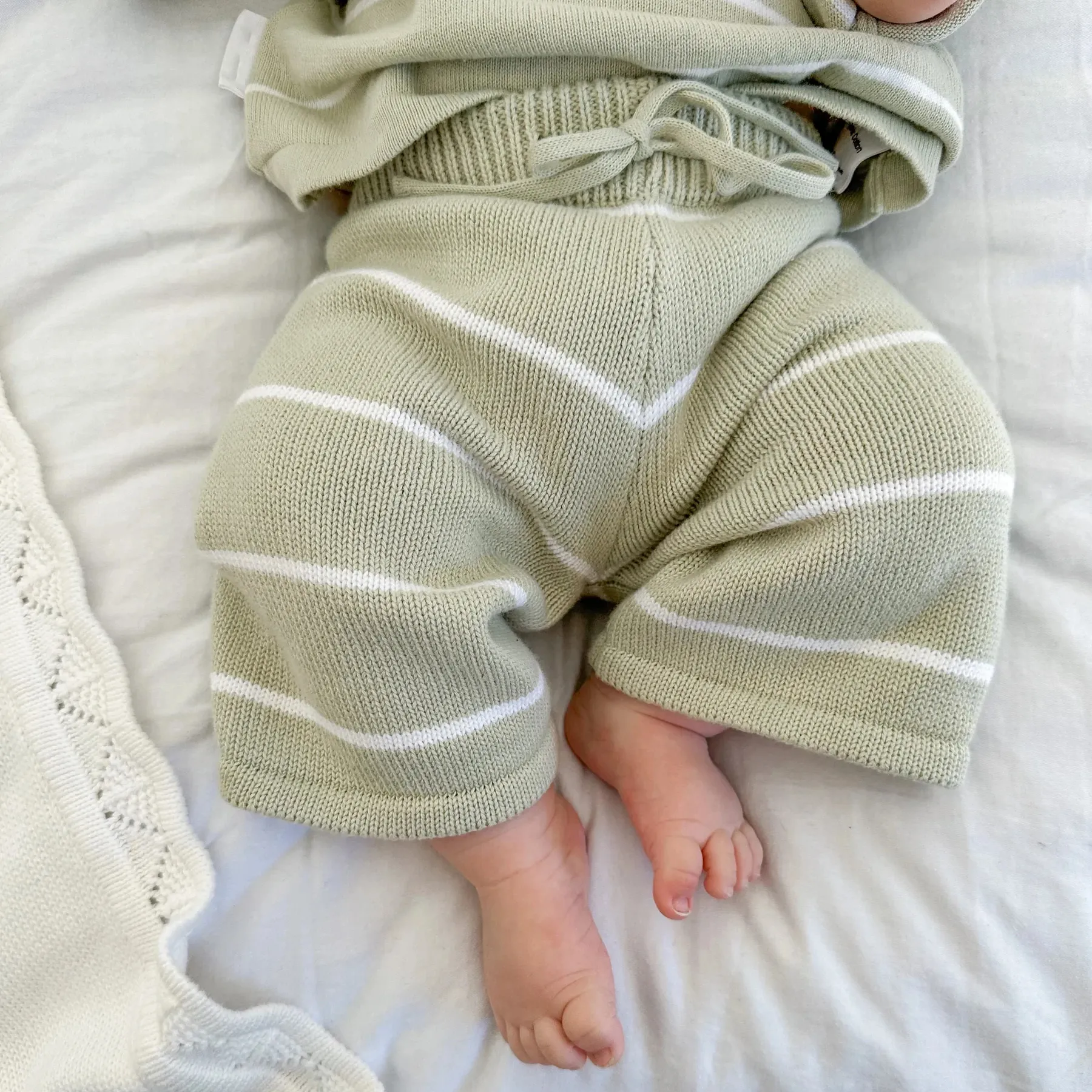 Últimas 2024 Novo Designer Chunky Plain Primavera Maple Fleck Listrado 100% Algodão Orgânico Babi Inverno Malha Calças Do Bebê