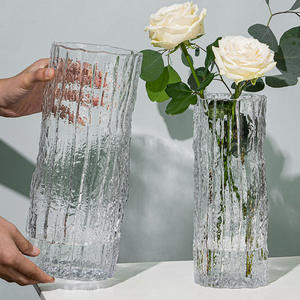 Jarrón de Vidrio Minimalista Creativo con Diseño de Glaciar, Transparente, para Arreglos Florales Secos, Clásico para Sala de Estar, Mesa de Comedor, Hidropónico - Product Image 1