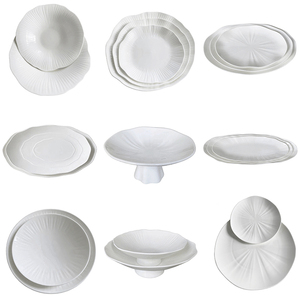 Vajilla de Cerámica Estilo <span class=keywords><strong>Flor</strong></span>, Juegos de Platos de Porcelana, Tazón y Plato de Hotel, Color Blanco con Logotipo Personalizado - Product Image 2