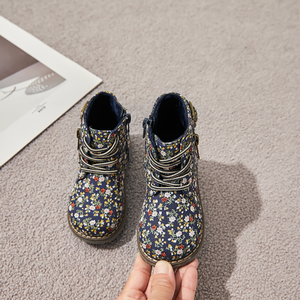 Customized Classic Style Kids <b>Toddler</b> <b>Girl</b> Ankle <b>Boots</b> Metallic Flower Flus Cotton European Fashion <b>Boots</b> for Children - Product Image 4