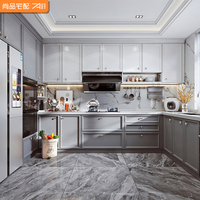 Armoires de cuisine modulaires modernes Wision avec options en verre et en marbre, dimensions personnalisées, ignifuges, écologiques, garantie de 5 ans