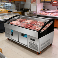 Congélateur Réfrigérateur Commercial à Refroidissement Direct pour Présentation de Fruits de Mer, Design à Niveaux, Idéal Supermarchés et Restaurants, Vente Directe Usine