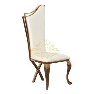 Silla de Comedor de Acero Inoxidable Color Oro Rosa de Alta Calidad con Respaldo Alto y Patas en X <span class=keywords><strong>para</strong></span> Bodas, Hoteles, Fiestas y Banquetes - Product Image 1