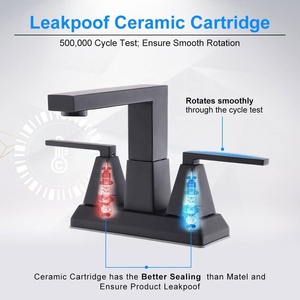Grifo AOWE de Alta Calidad con Diseño Moderno, 2 Manijas, Montaje en Cubierta con Distancia entre Ejes de 4 Pulgadas, Sin Contacto, Cerámica, Aleación de Zinc Ennegrecida, Garantía de 5 Años - Product Image 1
