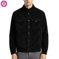 Veste décontractée en velours côtelé pour homme, personnalisable avec logo, couleur unie, coupe ample, simple boutonnage, multi-poches, idéale pour l'hiver – Vente en gros