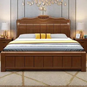 Queen-Bett modernen chinesischen Stil Doppel Holz betten Schlafzimmer möbel Luxus-Lager bett