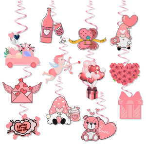 DAMAI Adorno Colgante Espiral para el Día de San Valentín, Estilo Americano, Corazón con Lazo, Decoración para Fiestas, Set de Manualidades de Papel con Temática de San Valentín 2026 - Product Image 1