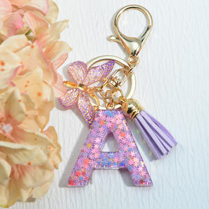 Llavero de Coche para Mujer con Colgante Personalizado de Letras Inglesas, Lentejuelas, Copo de Nieve, Borla y Mariposa - Product Image 2