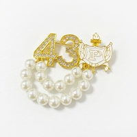 Broche en perles de plastique plaquées or de 8 mm avec lettres grecques en strass, organisation de la sororité PHILO 1943, pour cadeau de mariage