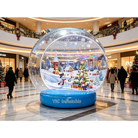 Nouvelle décoration de Noël, globe de neige gonflable avec lumières LED, certifié sûr
