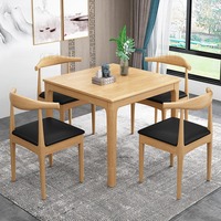 Table à manger rectangulaire en bois massif de style nordique moderne et simple avec chaises pour petits appartements - Vente directe d'usine