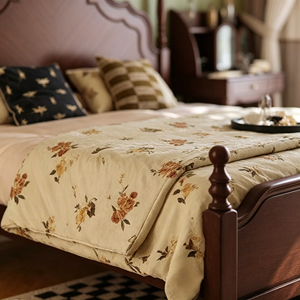 Premium Dark <b>Brown</b> Solid Wood <b>Bed</b> Frame French Vintage Ornate Carved Headboard Turned Post Bedroom Furniture Stable Home Wooden - Product Image 2